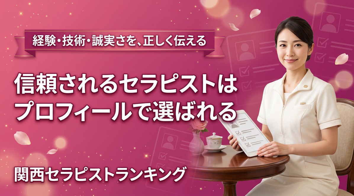 信頼されるセラピストはプロフィールで選ばれる｜経験・技術・誠実さを伝える掲載ページの整え方｜関西セラピストランキング画像